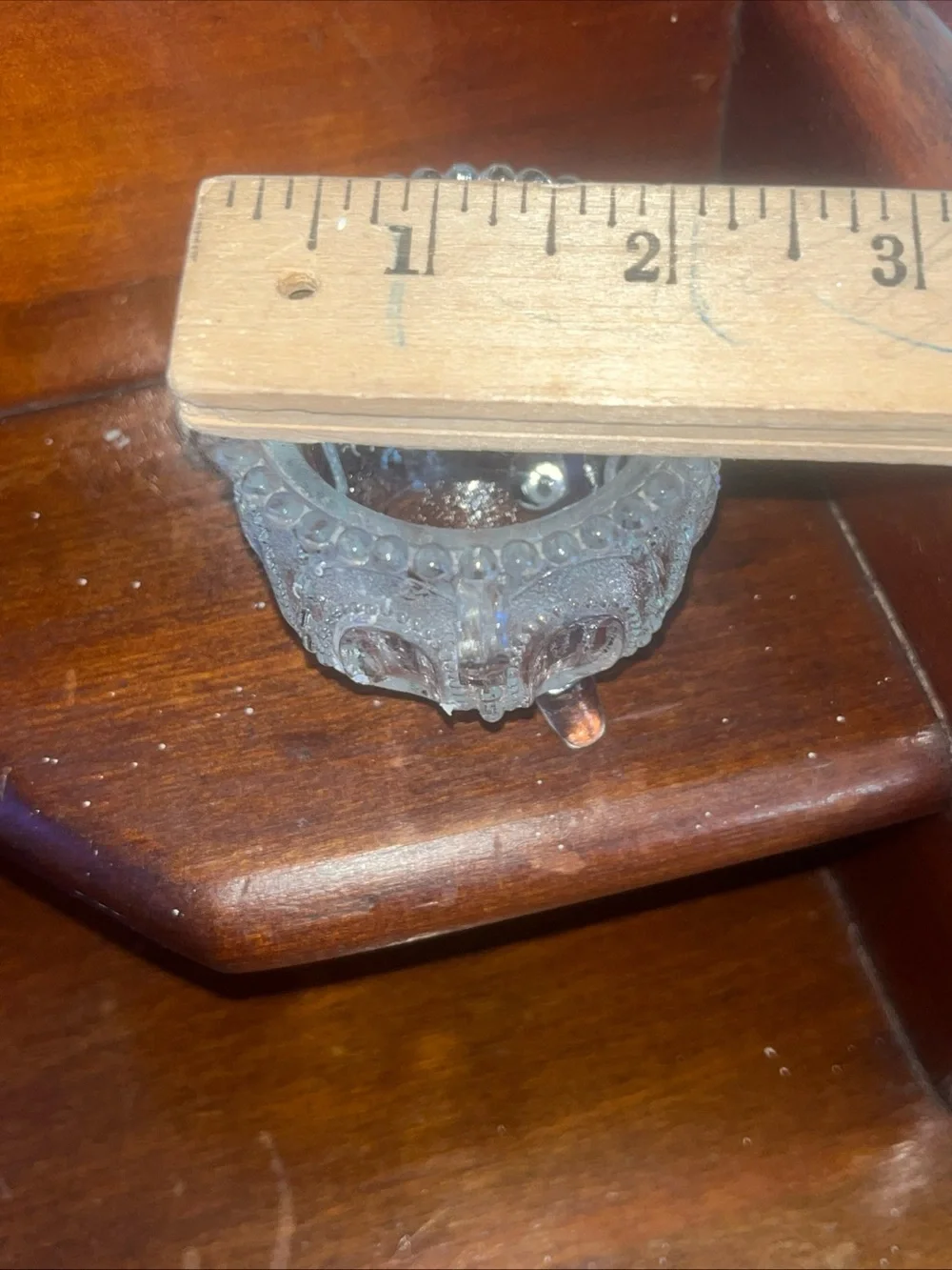 Vintage Crystal Glass Gypsy Footed Pot Toothpick Jewelry Holder Decor